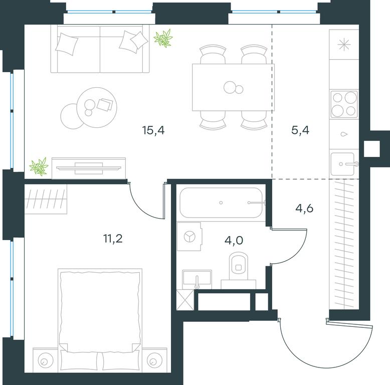 1-BD Apartment Sale, 40.6平方米 at Level Michurinskiy, Озёрная улица, вл1, Москва, Россия #1 1-BD Apartment Sale, 40.6平方米 at Level Michurinskiy, Озёрная улица, вл1, Москва, Россия #1