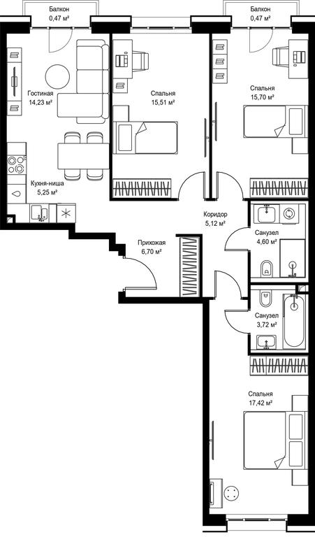 3-BD Apartment Sale, 89.19平方米 at Seliger City, Ilmenskiy Drive, 14к3, Moscow, Russia #2 3-BD Apartment Sale, 89.19平方米 at Seliger City, Ilmenskiy Drive, 14к3, Moscow, Russia #2