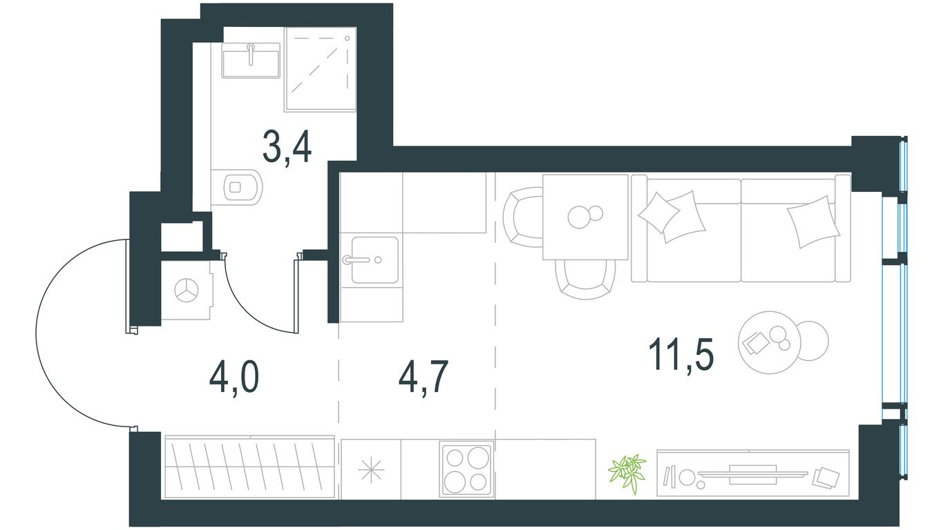 Apartment Sale, 23.6平方米 at Level Michurinskiy, Озёрная улица, вл1, Москва, Россия #1 Apartment Sale, 23.6平方米 at Level Michurinskiy, Озёрная улица, вл1, Москва, Россия #1
