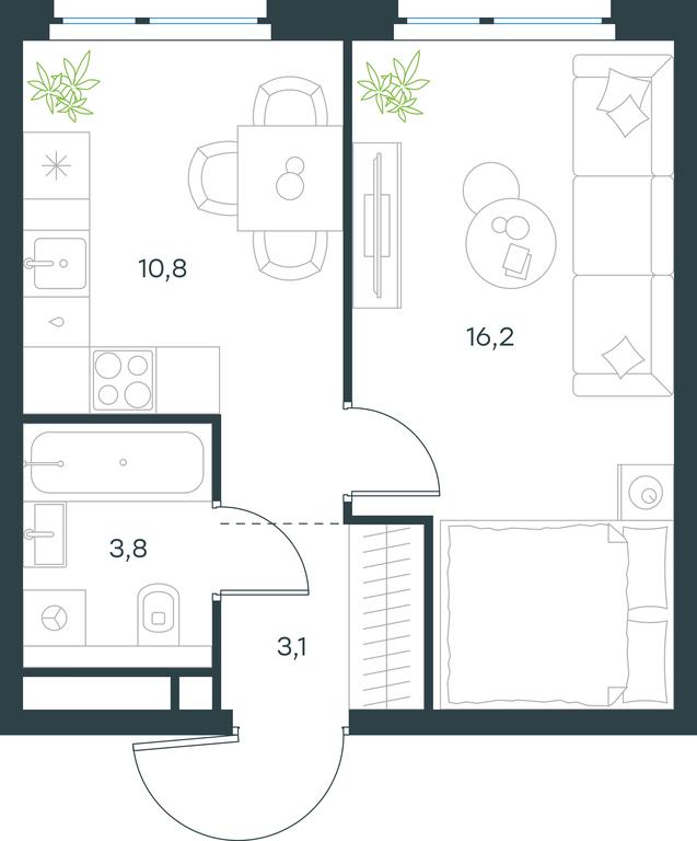 Apartment Sale, 33.9平方米 at Level Michurinskiy, Озёрная улица, вл1, Москва, Россия #1 Apartment Sale, 33.9平方米 at Level Michurinskiy, Озёрная улица, вл1, Москва, Россия #1
