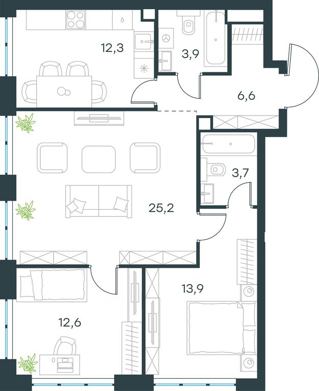 2-BD Apartment Sale, 78.2 sq. m. at Level Michurinskiy, Озёрная улица, вл1, Москва, Россия #1 2-BD Apartment Sale, 78.2 sq. m. at Level Michurinskiy, Озёрная улица, вл1, Москва, Россия #1