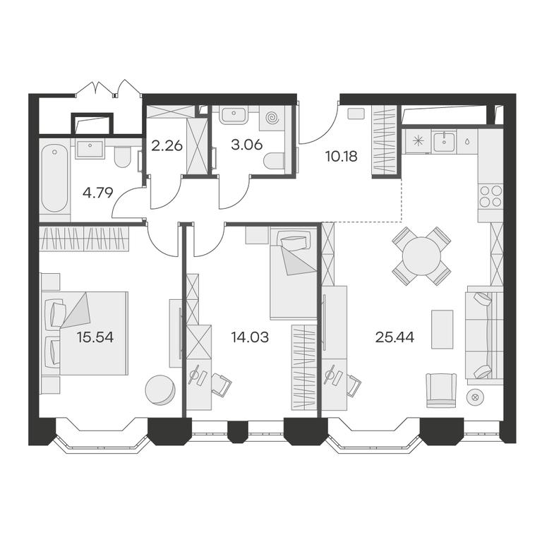 2-BD Apartment Sale, 74.3 sq. m. at Aura Belorusskaya, 1st Yamskogo Polya Street, 28с3, Moscow, Russia #2