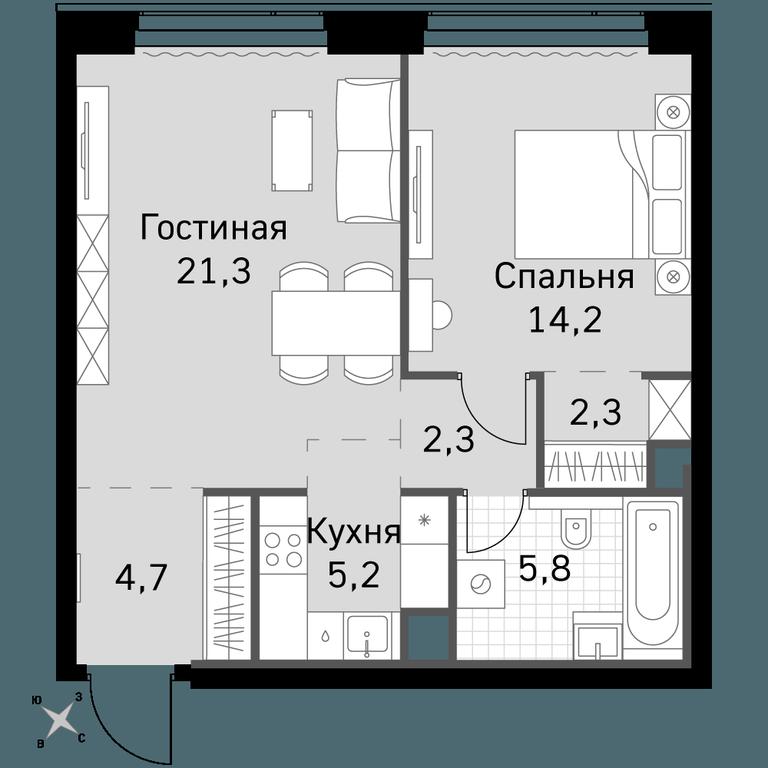 2-BD Apartment Sale, 55.8 sq. m. at Amber City, 3rd Khoroshyovsky Drive, 3А, Moscow, Russia #1 2-BD Apartment Sale, 55.8 sq. m. at Amber City, 3rd Khoroshyovsky Drive, 3А, Moscow, Russia #1