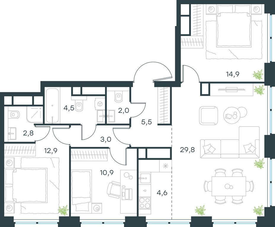 3-BD Apartment Sale, 90.9 sq. m. at Level Zvenigorodskaya, 3rd Silikatny Drive, 6к1, Moscow, Russia #1 3-BD Apartment Sale, 90.9 sq. m. at Level Zvenigorodskaya, 3rd Silikatny Drive, 6к1, Moscow, Russia #1