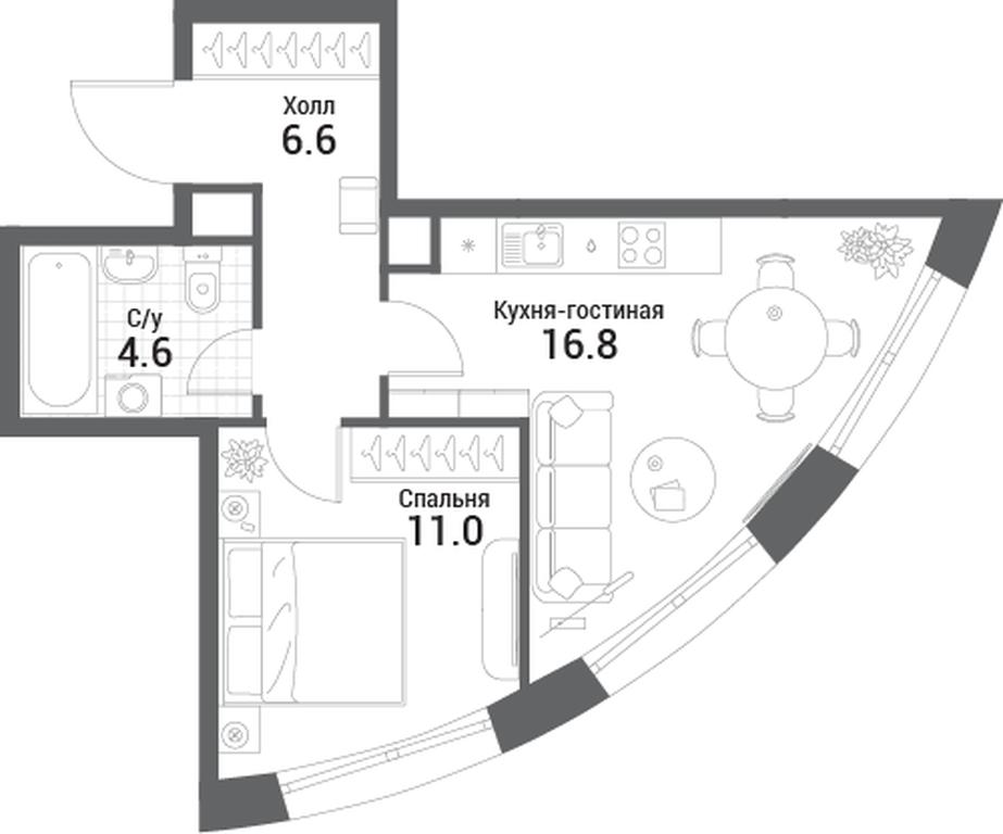 1-BD Apartment Sale, 39平方米 at Nagatino i-Land, Andropova Avenue, 18с4, Moscow, Russia #1 1-BD Apartment Sale, 39平方米 at Nagatino i-Land, Andropova Avenue, 18с4, Moscow, Russia #1