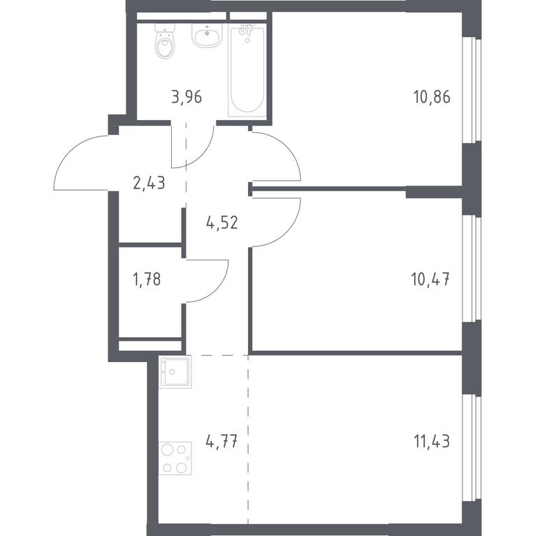 1-BD Apartment Sale, 50.22平方米 at Mytishchi Park, Silikatnaya ulitsa, 41к3, Mytischi, Moscow Region, Russia #1 1-BD Apartment Sale, 50.22平方米 at Mytishchi Park, Silikatnaya ulitsa, 41к3, Mytischi, Moscow Region, Russia #1