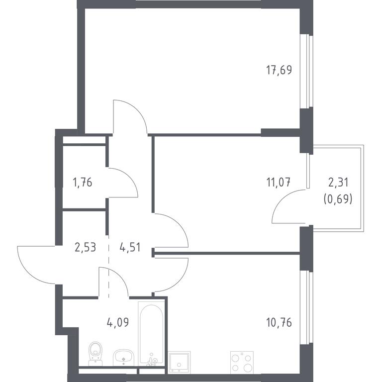 1-BD Apartment Sale, 53.1平方米 at Mytishchi Park, Silikatnaya ulitsa, 41к3, Mytischi, Moscow Region, Russia #1 1-BD Apartment Sale, 53.1平方米 at Mytishchi Park, Silikatnaya ulitsa, 41к3, Mytischi, Moscow Region, Russia #1