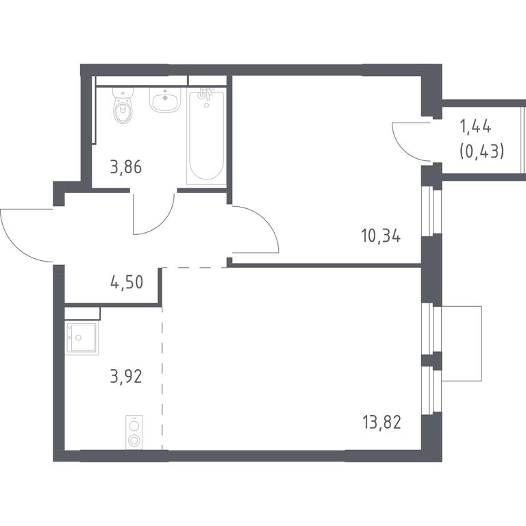 Apartment Sale, 36.87 sq. m. at Mytishchi Park, Silikatnaya ulitsa, 41к3, Mytischi, Moscow Region, Russia #1