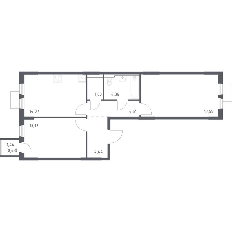 1-BD Apartment Sale, 60.33 sq. m. at Mytishchi Park, Silikatnaya ulitsa, 41к3, Mytischi, Moscow Region, Russia #1 1-BD Apartment Sale, 60.33 sq. m. at Mytishchi Park, Silikatnaya ulitsa, 41к3, Mytischi, Moscow Region, Russia #1
