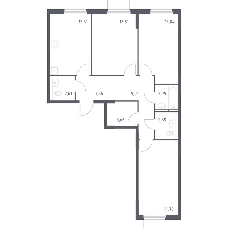 2-BD Apartment Sale, 78.36平方米 at Mytishchi Park, Silikatnaya ulitsa, 41к3, Mytischi, Moscow Region, Russia #1 2-BD Apartment Sale, 78.36平方米 at Mytishchi Park, Silikatnaya ulitsa, 41к3, Mytischi, Moscow Region, Russia #1
