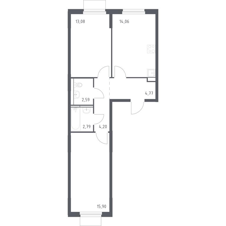 1-BD Apartment Sale, 57.39 sq. m. at Mytishchi Park, Silikatnaya ulitsa, 41к3, Mytischi, Moscow Region, Russia #1
