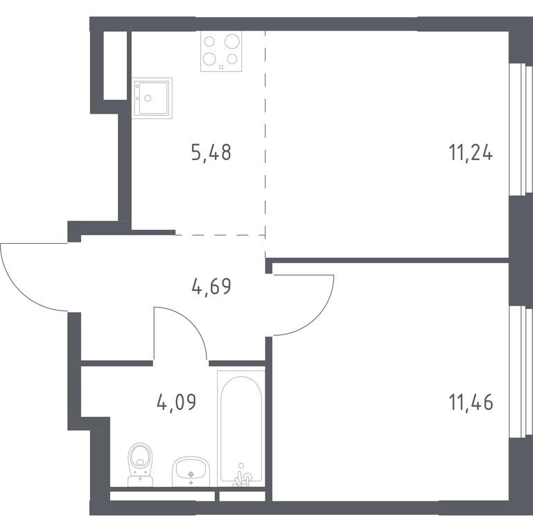 Apartment Sale, 36.96 sq. m. at Mytishchi Park, Silikatnaya ulitsa, 41к3, Mytischi, Moscow Region, Russia #1