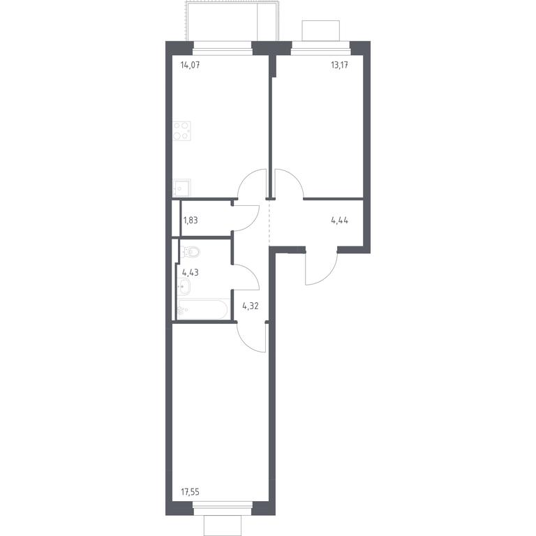 1-BD Apartment Sale, 59.81平方米 at Pribrezhnyi Park, Pribrezhniy Park Residential Complex, Village of Yam, Domodedovo City District, Moscow Region, Russia #1 1-BD Apartment Sale, 59.81平方米 at Pribrezhnyi Park, Pribrezhniy Park Residential Complex, Village of Yam, Domodedovo City District, Moscow Region, Russia #1