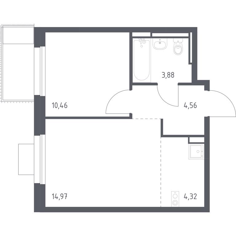 Apartment Sale, 38.19平方米 at Pribrezhnyi Park, Pribrezhniy Park Residential Complex, Village of Yam, Domodedovo City District, Moscow Region, Russia #1 Apartment Sale, 38.19平方米 at Pribrezhnyi Park, Pribrezhniy Park Residential Complex, Village of Yam, Domodedovo City District, Moscow Region, Russia #1