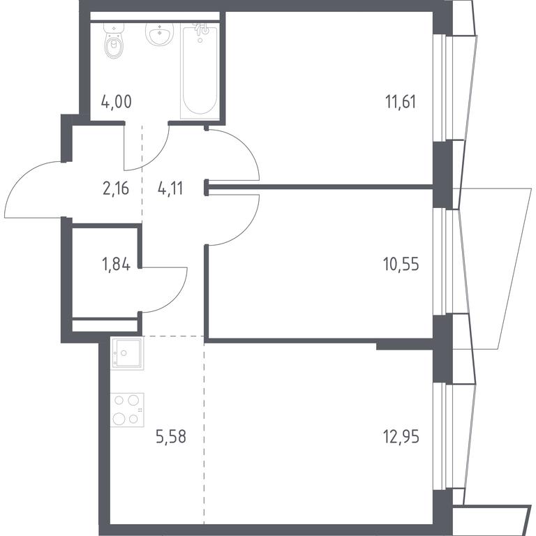 1-BD Apartment Sale, 52.8平方米 at Kvartal Aviatorov, ulitsa Koldunova, Aviatorov Microdistrict, Balashikha, Moscow Region, Russia #1