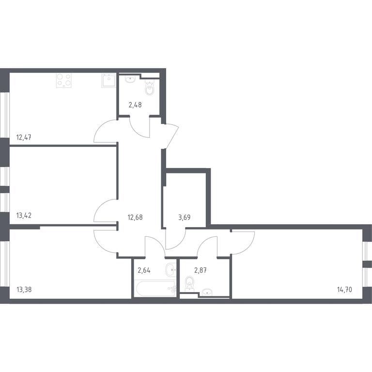 2-BD Apartment Sale, 78.33 sq. m. at Ostafevo, Ostafyevskoe Highway, 12к1, Ryazanovskoe Settlement, Moscow, Russia #1 2-BD Apartment Sale, 78.33 sq. m. at Ostafevo, Ostafyevskoe Highway, 12к1, Ryazanovskoe Settlement, Moscow, Russia #1