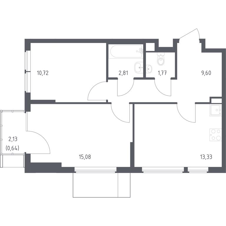 1-BD Apartment Sale, 53.95平方米 at Ostafevo, Ostafyevskoe Highway, 12к1, Ryazanovskoe Settlement, Moscow, Russia #1 1-BD Apartment Sale, 53.95平方米 at Ostafevo, Ostafyevskoe Highway, 12к1, Ryazanovskoe Settlement, Moscow, Russia #1