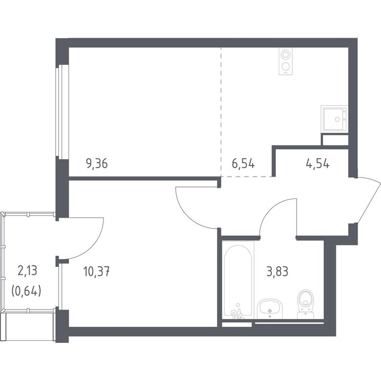 Apartment Sale, 35.28平方米 at Ostafevo, Ostafyevskoe Highway, 12к1, Ryazanovskoe Settlement, Moscow, Russia #1