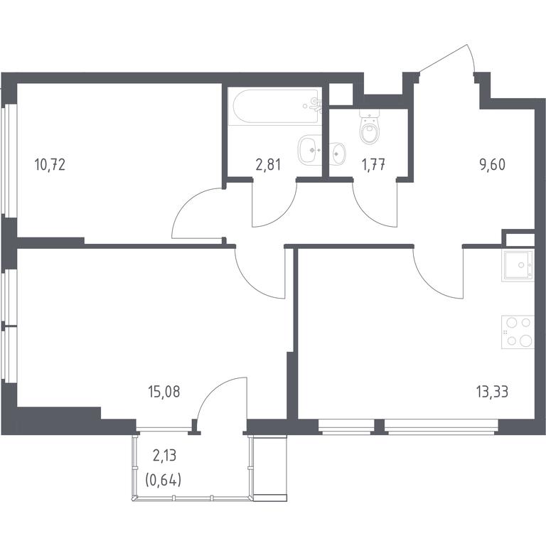 1-BD Apartment Sale, 53.95 sq. m. at Ostafevo, Ostafyevskoe Highway, 12к1, Ryazanovskoe Settlement, Moscow, Russia #1