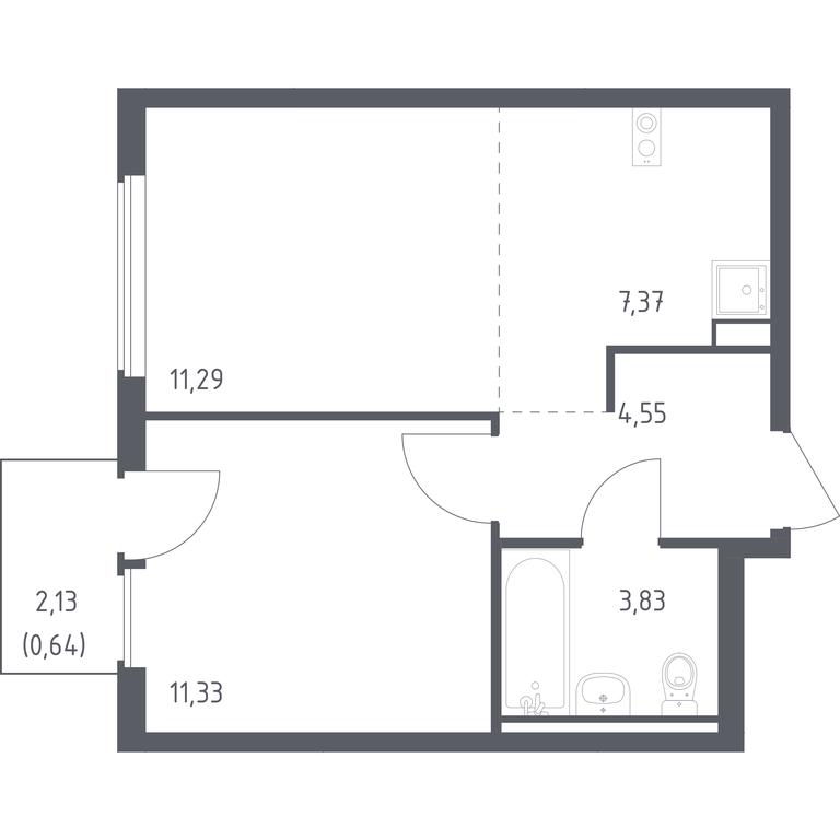 Apartment Sale, 39.01 sq. m. at Ostafevo, Ostafyevskoe Highway, 12к1, Ryazanovskoe Settlement, Moscow, Russia #1