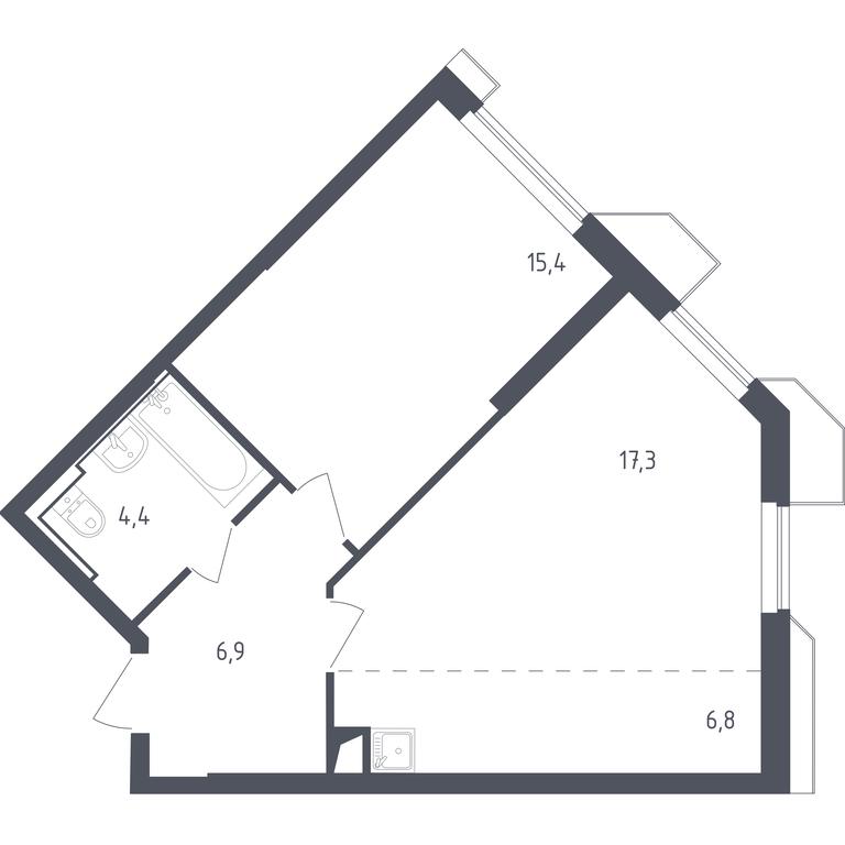 Apartment Sale, 50.56 sq. m. at Sputnik, Lipovoy Roschi Street, 1к4, derevnya Razdory, Odintsovskiy City District, Moscow Region, Russia #1