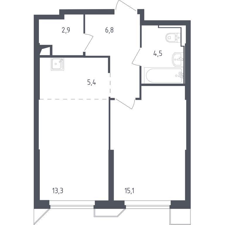 Apartment Sale, 47.84 sq. m. at Sputnik, Lipovoy Roschi Street, 1к4, derevnya Razdory, Odintsovskiy City District, Moscow Region, Russia #1 Apartment Sale, 47.84 sq. m. at Sputnik, Lipovoy Roschi Street, 1к4, derevnya Razdory, Odintsovskiy City District, Moscow Region, Russia #1