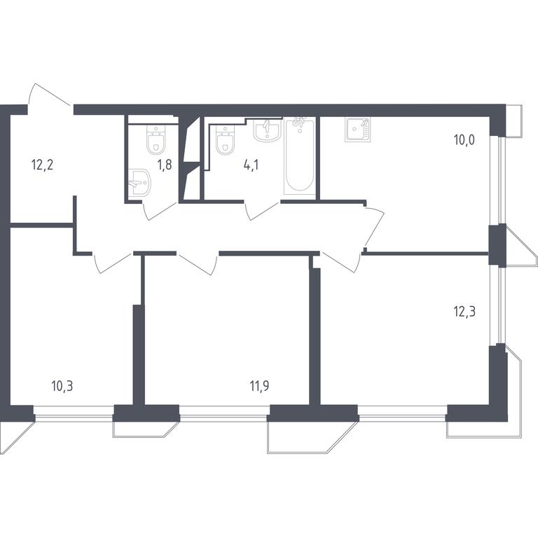 2-BD Apartment Sale, 62.5 sq. m. at Sputnik, Lipovoy Roschi Street, 1к4, derevnya Razdory, Odintsovskiy City District, Moscow Region, Russia #1