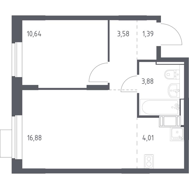 Apartment Sale, 40.38平方米 at Piatnitskie Luga, Pyatnitskoye Highway, 2, derevnya Yurlovo, Solnechnogorsk City District, Moscow Region, Russia #1