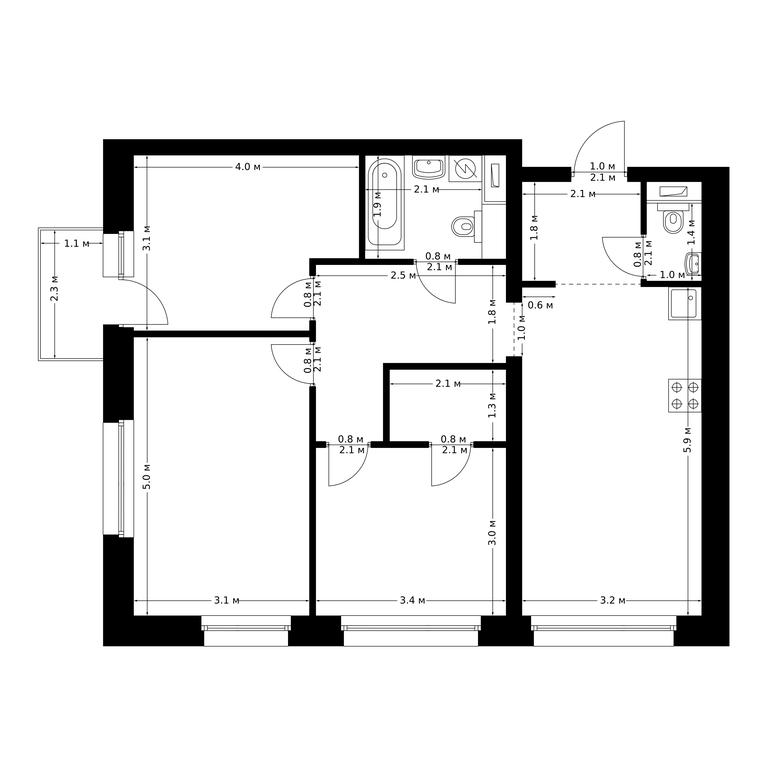3-BD Apartment Sale, 76.8平方米 at Polar, Polyarnaya Street, 39Б, Moscow, Russia #1 3-BD Apartment Sale, 76.8平方米 at Polar, Polyarnaya Street, 39Б, Moscow, Russia #1