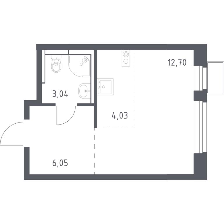 Apartment Sale, 25.82 sq. m. at Novoe Vidnoe, Kalinovka Village, Leninskiy City District, Moscow Region, Russia #1