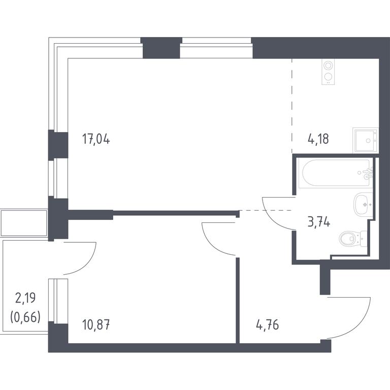 Apartment Sale, 41.25 sq. m. at Novoe Vidnoe, Kalinovka Village, Leninskiy City District, Moscow Region, Russia #1