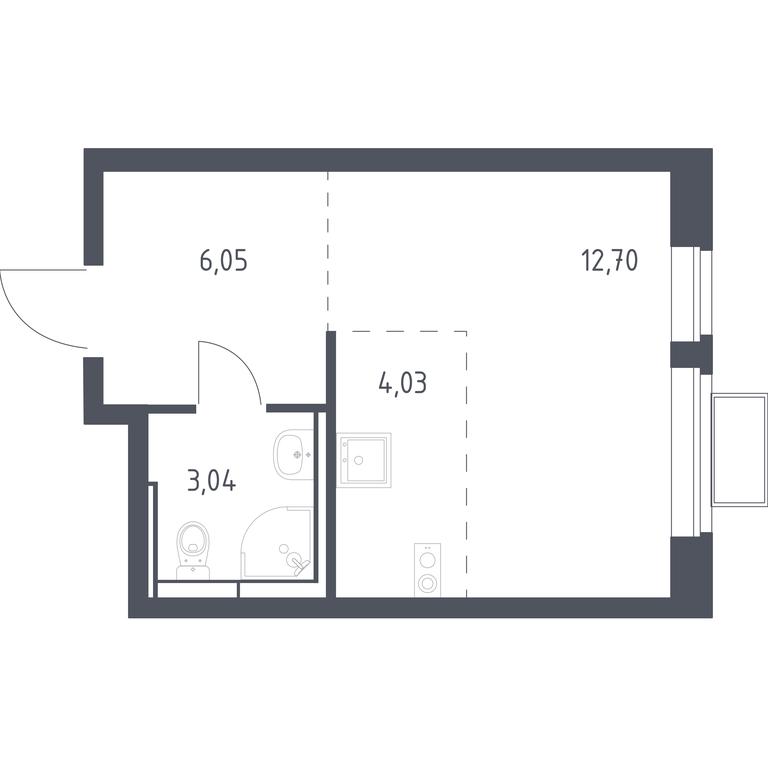 Apartment Sale, 25.82 sq. m. at Novoe Vidnoe, Kalinovka Village, Leninskiy City District, Moscow Region, Russia #1