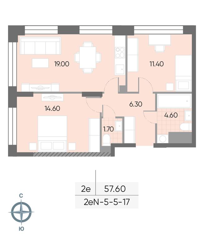 2-BD Apartment Sale, 57.6 sq. m. at Wave, Borisovskye Prudy Street, 1Б, Moscow, Russia #2 2-BD Apartment Sale, 57.6 sq. m. at Wave, Borisovskye Prudy Street, 1Б, Moscow, Russia #2