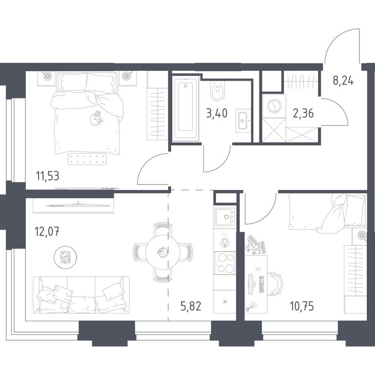 1-BD Apartment Sale, 54.17 sq. m. at Vereiskaya 41, Vereyskaya Street, 41, Moscow, Russia #2 1-BD Apartment Sale, 54.17 sq. m. at Vereiskaya 41, Vereyskaya Street, 41, Moscow, Russia #2