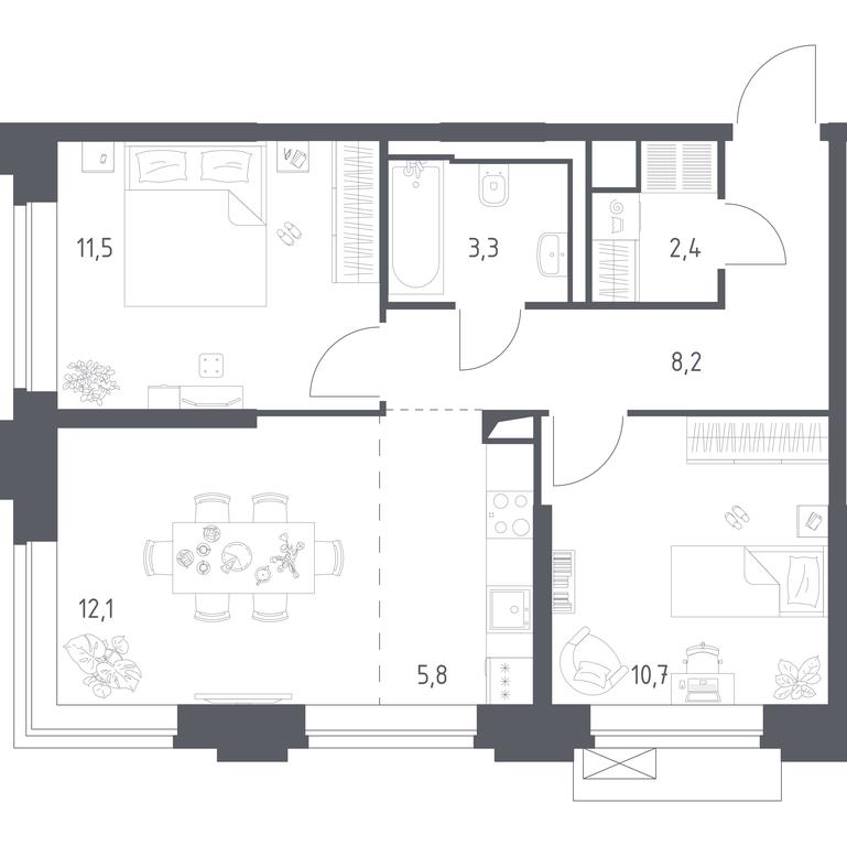 1-BD Apartment Sale, 54.17 sq. m. at Vereiskaya 41, Vereyskaya Street, 41, Moscow, Russia #1 1-BD Apartment Sale, 54.17 sq. m. at Vereiskaya 41, Vereyskaya Street, 41, Moscow, Russia #1