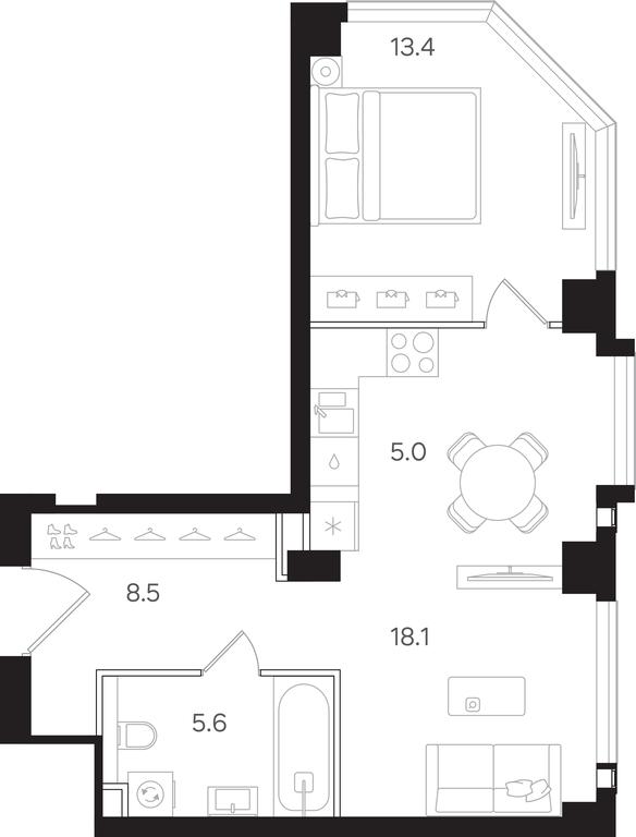1-BD Apartment Sale, 50.6 sq. m. at Mangazeya na Tulskoy, Bolshaya Tulskaya Street, Moscow, Russia #2
