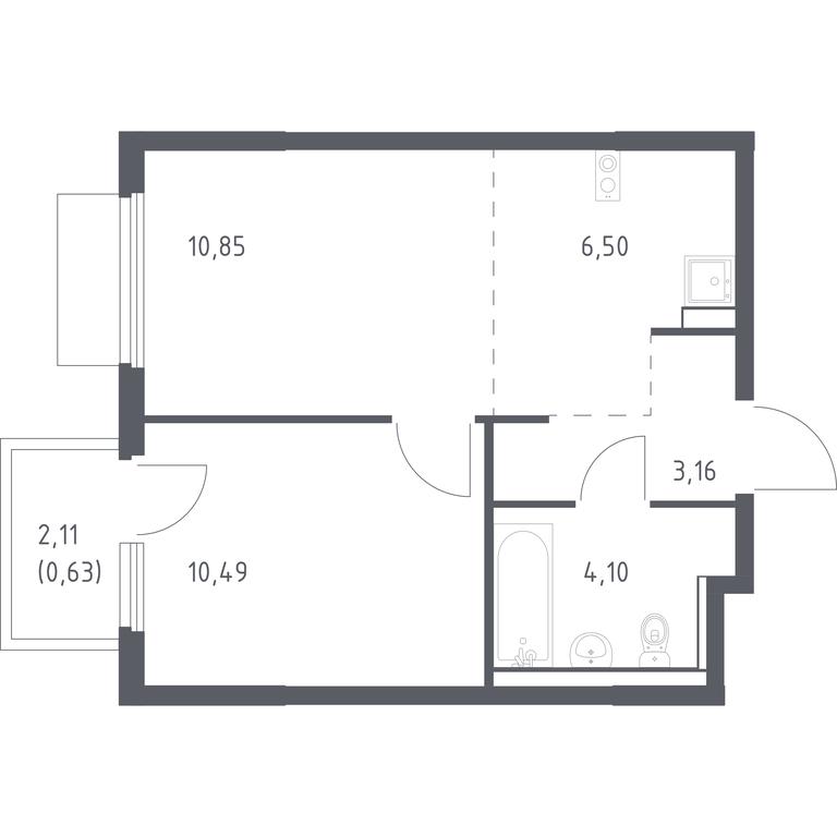Apartment Sale, 35.73 sq. m. at Prigorod Lesnoe, Molodyozhny bulvar, 6, derevnya Misaylovo, Leninskiy City District, Moscow Region, Russia #1