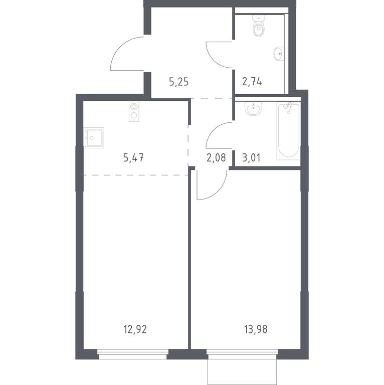 Apartment Sale, 45.45平方米 at Prigorod Lesnoe, Molodyozhny bulvar, 6, derevnya Misaylovo, Leninskiy City District, Moscow Region, Russia #1