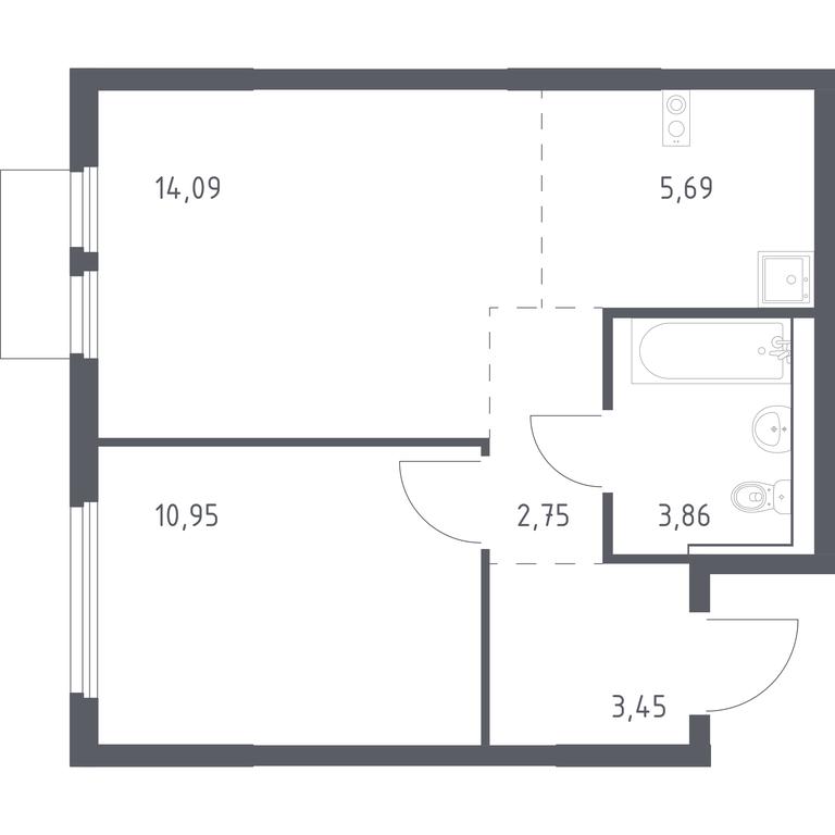 Apartment Sale, 40.79 sq. m. at Prigorod Lesnoe, Molodyozhny bulvar, 6, derevnya Misaylovo, Leninskiy City District, Moscow Region, Russia #1