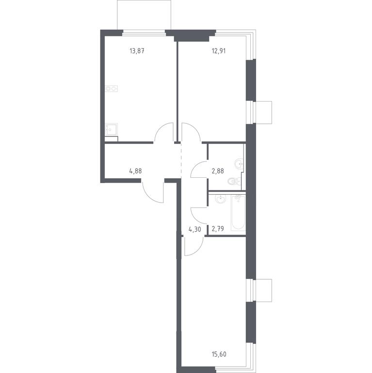 1-BD Apartment Sale, 57.23 sq. m. at Prigorod Lesnoe, Molodyozhny bulvar, 6, derevnya Misaylovo, Leninskiy City District, Moscow Region, Russia #1