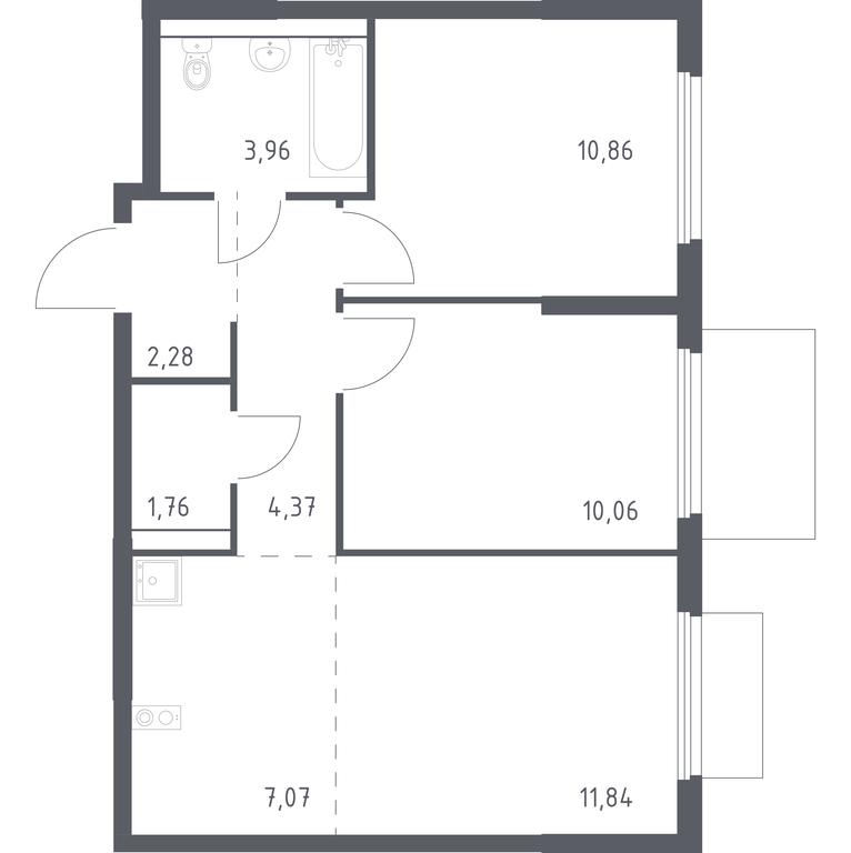 1-BD Apartment Sale, 52.2 sq. m. at Prigorod Lesnoe, Molodyozhny bulvar, 6, derevnya Misaylovo, Leninskiy City District, Moscow Region, Russia #1