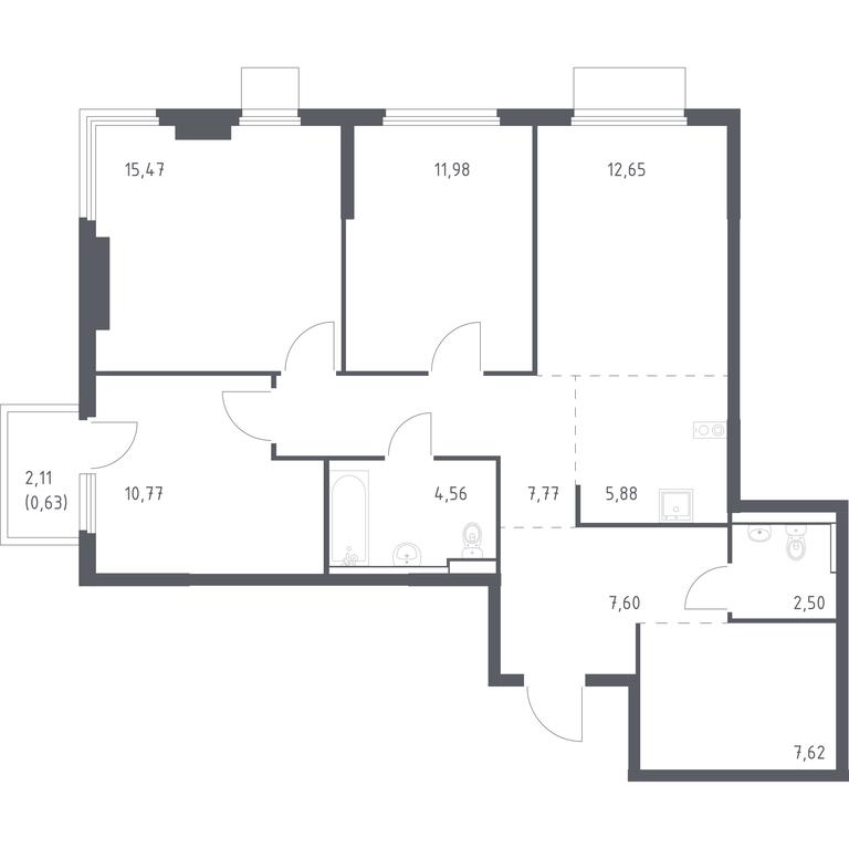 2-BD Apartment Sale, 87.43平方米 at Prigorod Lesnoe, Molodyozhny bulvar, 6, derevnya Misaylovo, Leninskiy City District, Moscow Region, Russia #1 2-BD Apartment Sale, 87.43平方米 at Prigorod Lesnoe, Molodyozhny bulvar, 6, derevnya Misaylovo, Leninskiy City District, Moscow Region, Russia #1