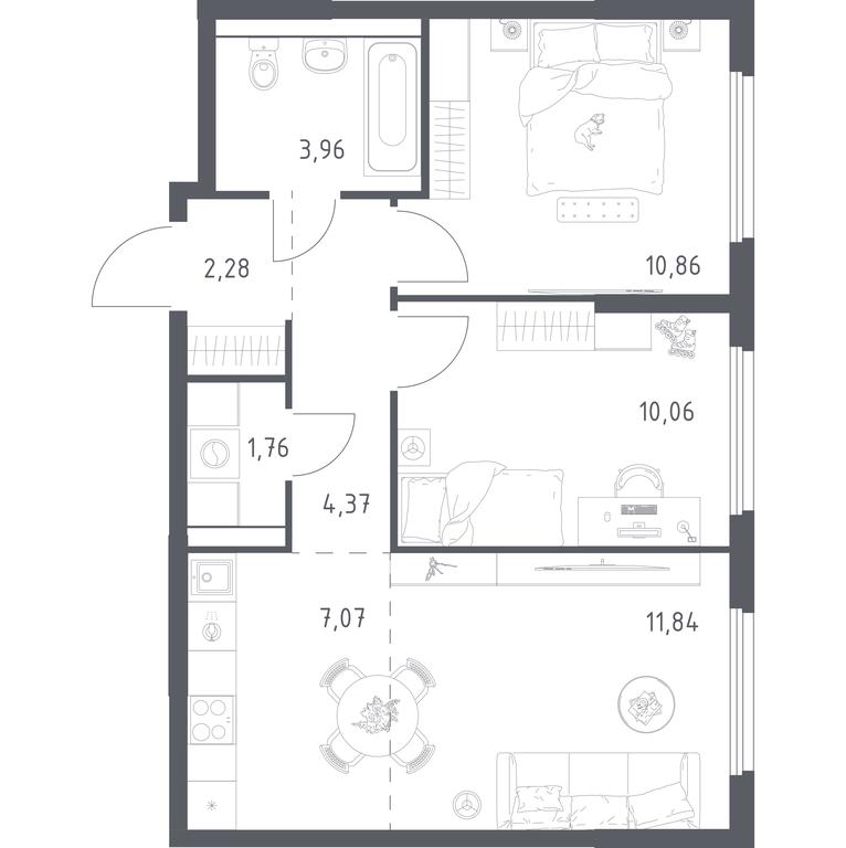 1-BD Apartment Sale, 52.2 sq. m. at Prigorod Lesnoe, Molodyozhny bulvar, 6, derevnya Misaylovo, Leninskiy City District, Moscow Region, Russia #2 1-BD Apartment Sale, 52.2 sq. m. at Prigorod Lesnoe, Molodyozhny bulvar, 6, derevnya Misaylovo, Leninskiy City District, Moscow Region, Russia #2
