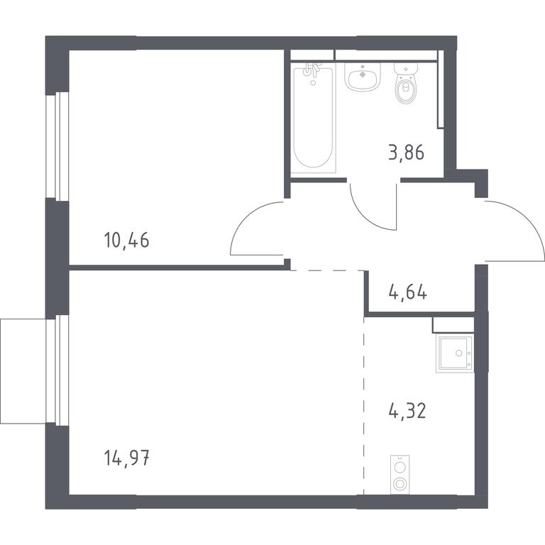 Apartment Sale, 38.25 sq. m. at Mytishchi Park, Silikatnaya ulitsa, 41к3, Mytischi, Moscow Region, Russia #1