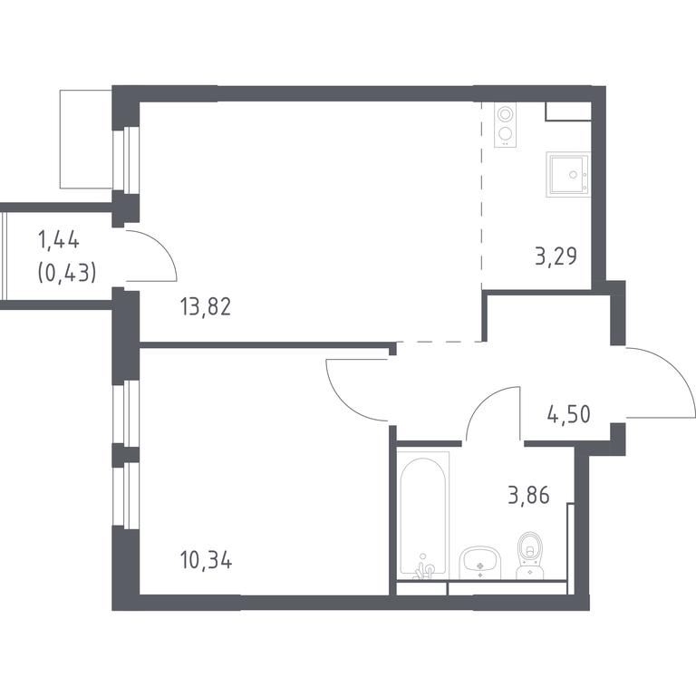 Apartment Sale, 36.24 sq. m. at Mytishchi Park, Silikatnaya ulitsa, 41к3, Mytischi, Moscow Region, Russia #1