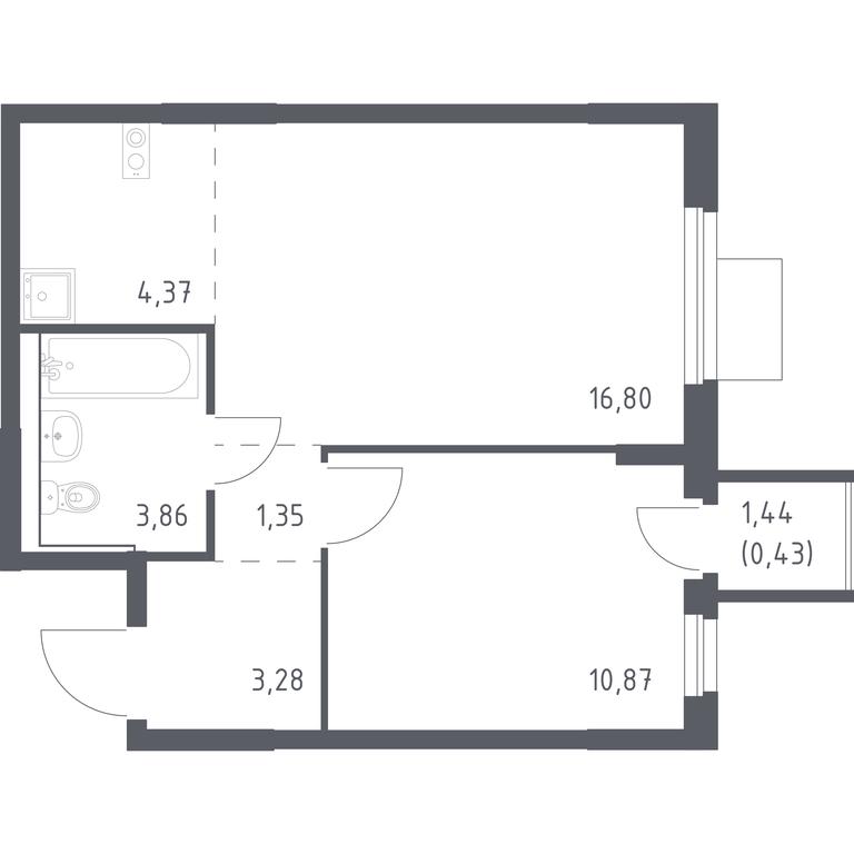 Apartment Sale, 40.96平方米 at Mytishchi Park, Silikatnaya ulitsa, 41к3, Mytischi, Moscow Region, Russia #1