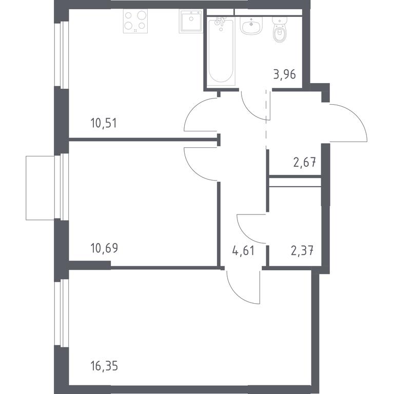 1-BD Apartment Sale, 51.16平方米 at Mytishchi Park, Silikatnaya ulitsa, 41к3, Mytischi, Moscow Region, Russia #1 1-BD Apartment Sale, 51.16平方米 at Mytishchi Park, Silikatnaya ulitsa, 41к3, Mytischi, Moscow Region, Russia #1