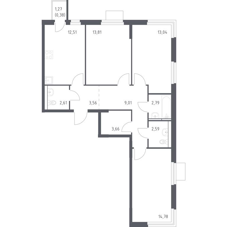2-BD Apartment Sale, 78.74 sq. m. at Mytishchi Park, Silikatnaya ulitsa, 41к3, Mytischi, Moscow Region, Russia #1 2-BD Apartment Sale, 78.74 sq. m. at Mytishchi Park, Silikatnaya ulitsa, 41к3, Mytischi, Moscow Region, Russia #1
