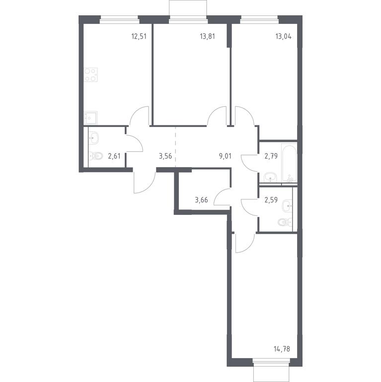 2-BD Apartment Sale, 78.36平方米 at Mytishchi Park, Silikatnaya ulitsa, 41к3, Mytischi, Moscow Region, Russia #1 2-BD Apartment Sale, 78.36平方米 at Mytishchi Park, Silikatnaya ulitsa, 41к3, Mytischi, Moscow Region, Russia #1