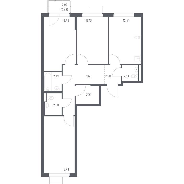 2-BD Apartment Sale, 76.73 sq. m. at Gorki Park, Shkolnaya ulitsa, 2, derevnya Korobovo, Leninskiy City District, Moscow Region, Russia #1 2-BD Apartment Sale, 76.73 sq. m. at Gorki Park, Shkolnaya ulitsa, 2, derevnya Korobovo, Leninskiy City District, Moscow Region, Russia #1